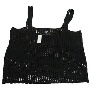 Gap Womens Size XXL Crochet Tank Top Black Festival